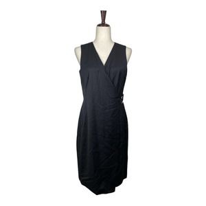 GURJOT Black Sleeveless Wrap Mini Dress Size 4